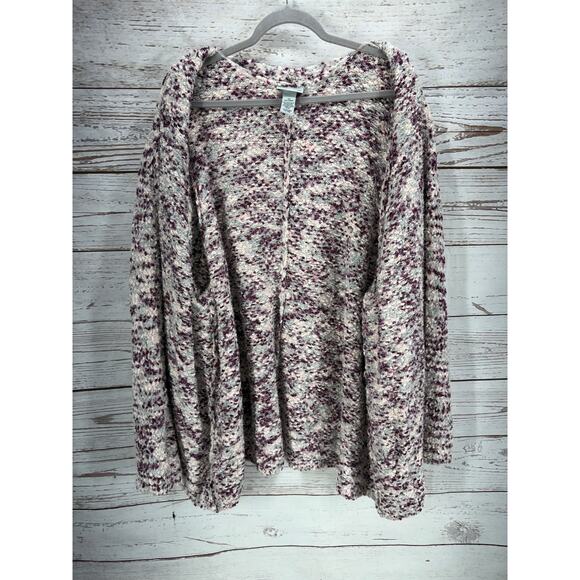Catherines Women's Knit Purple Pink Open Front Fuzzy Cardigan Size 5X - Picture 2 of 13
